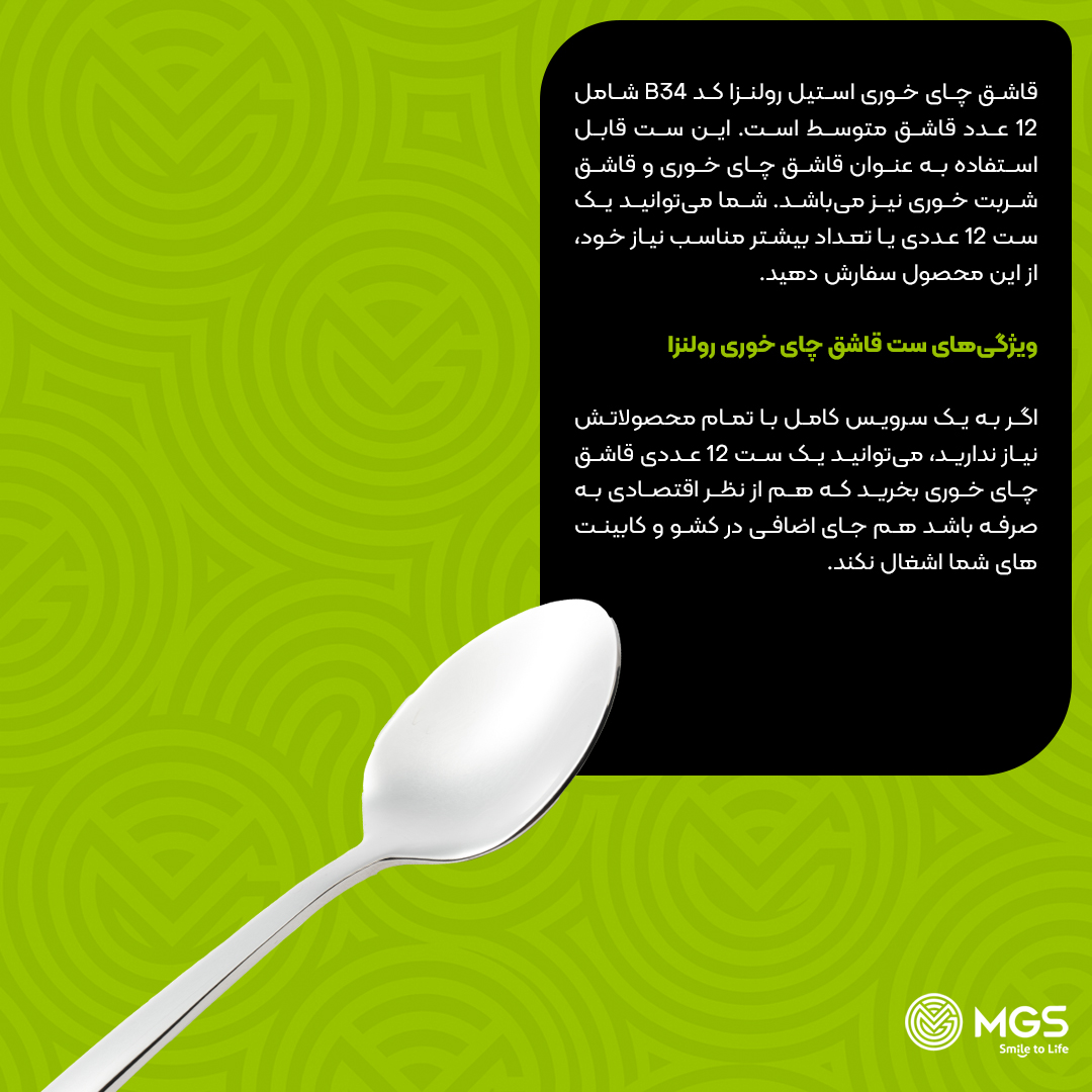 قاشق چای خوری استیل رولنزا کد B34