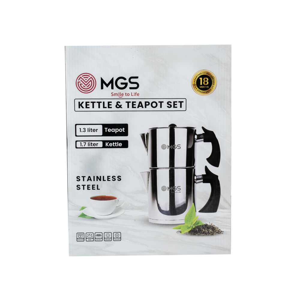 کتری و قوری استیل 1.7 لیتری MGS کد K41026