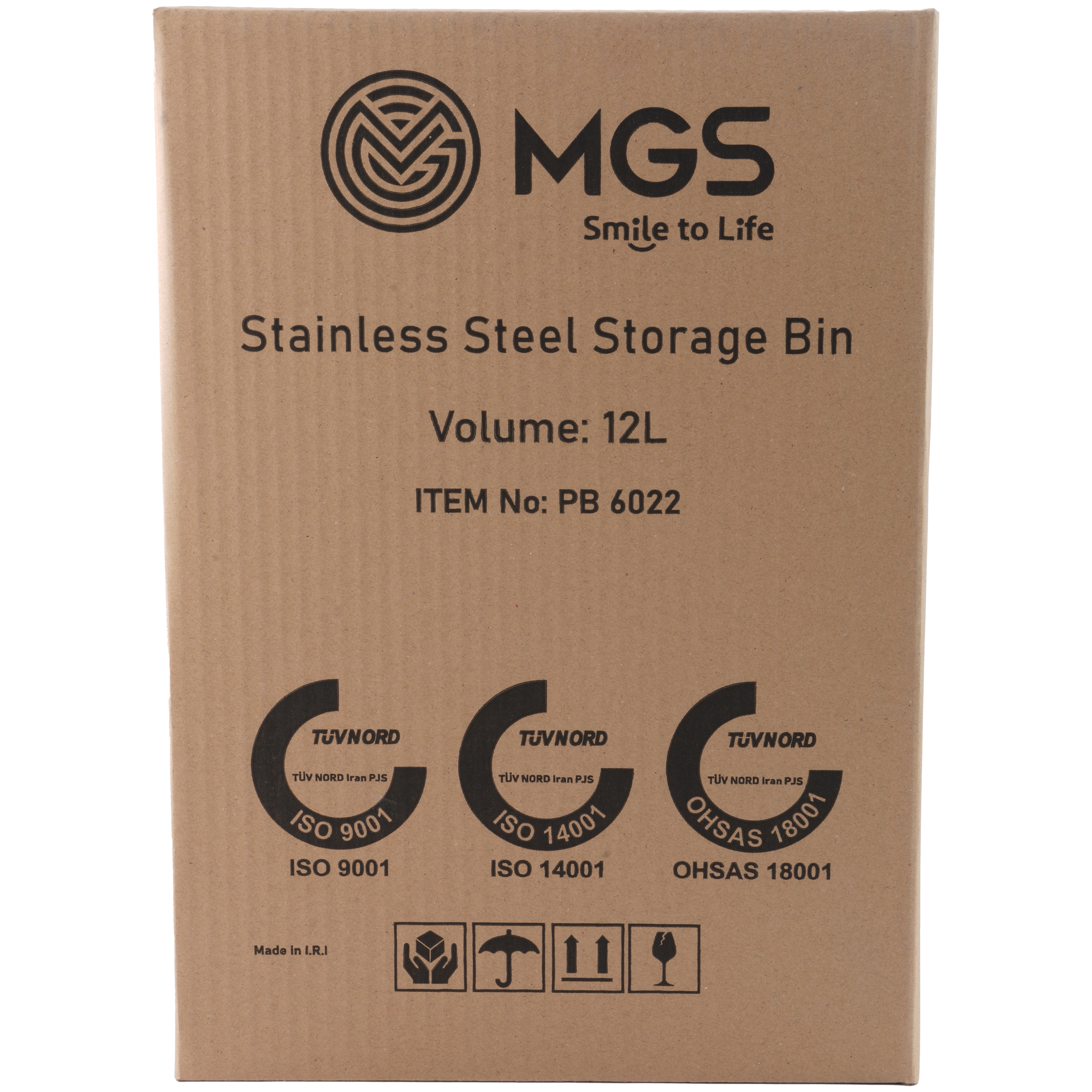 سطل زباله استیل 12 لیتری MGS کد Pb6022