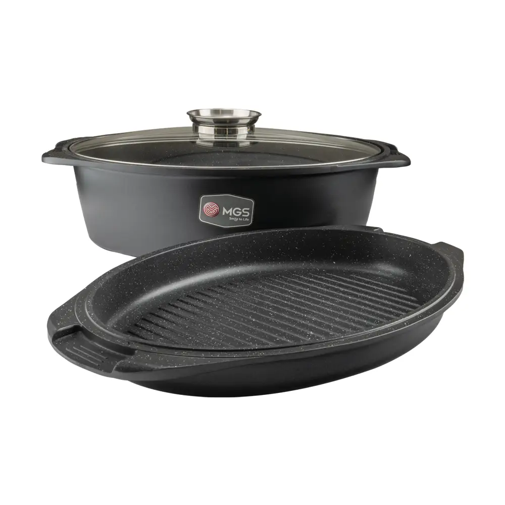 تابه مرغ پز دو دسته سایز 38 سه تیکه گرانیت طرح ایتالیا B