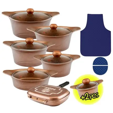 سرویس قابلمه 15 + 2 پارچه گرانیت طرح کره ای C