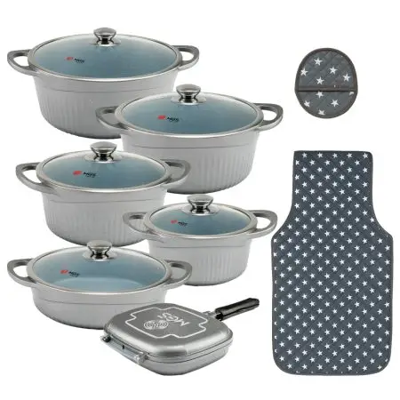 سرویس قابلمه 15 پارچه گرانیت طرح جرمنی D