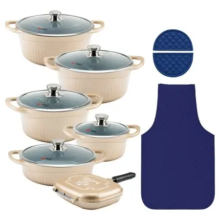 سرویس قابلمه 15 پارچه گرانیت طرح جرمنی D