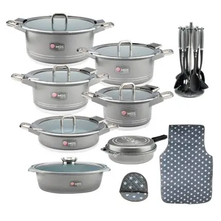 سرویس قابلمه 25 پارچه گرانیت طرح جرمنی B کد GB2514 خاکستری