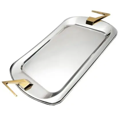 سینی پذیرایی استیل طلایی MGS کد OW4110G